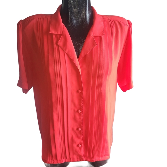 Vintage The Bay Short Sleeve Red Blouse Sz.16 - Picture 1 of 7